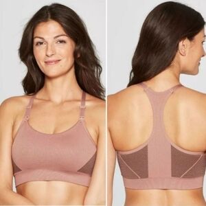 NWT Auden Nursing Sports Bra Brown Black Mom Top Adjustable Wireless size M